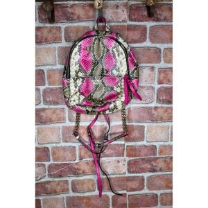 Victoria's Secret Pink Python Snakeskin Mini Backpack Gold Chain Straps Rare
